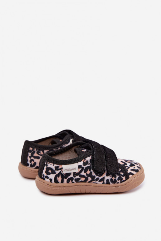 Kinderslippers met luipaardprint Milami zandkleur Saphira
