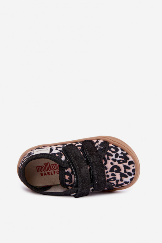Kinderslippers met luipaardprint Milami zandkleur Saphira