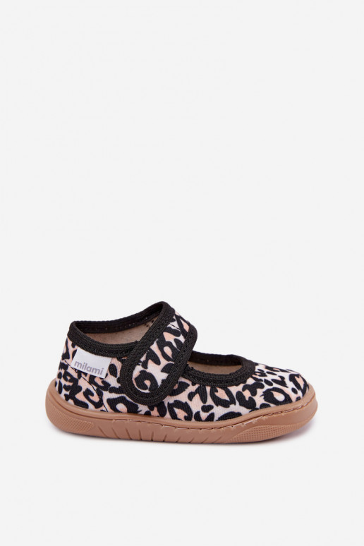 Kinderen ballerina's met luipaardprint zandkleur Caelia