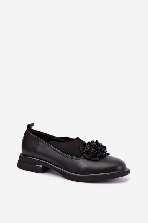 Dames leren schoenen met ornamenten zwart T.Sokolski