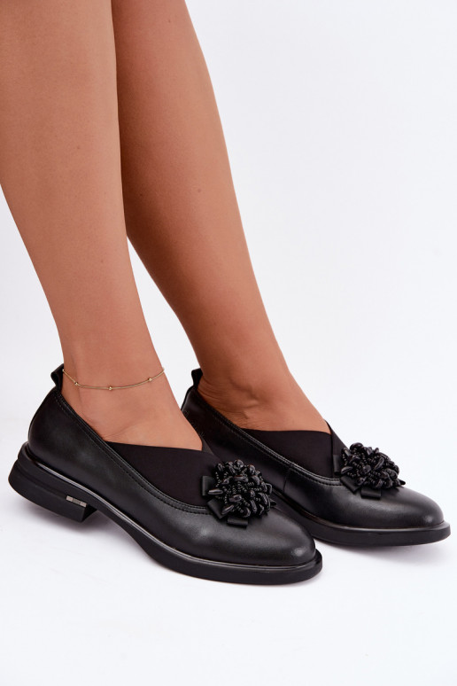Dames leren schoenen met ornamenten zwart T.Sokolski