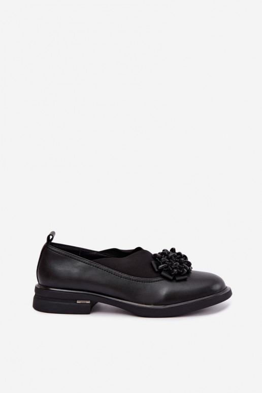 Dames leren schoenen met ornamenten zwart T.Sokolski