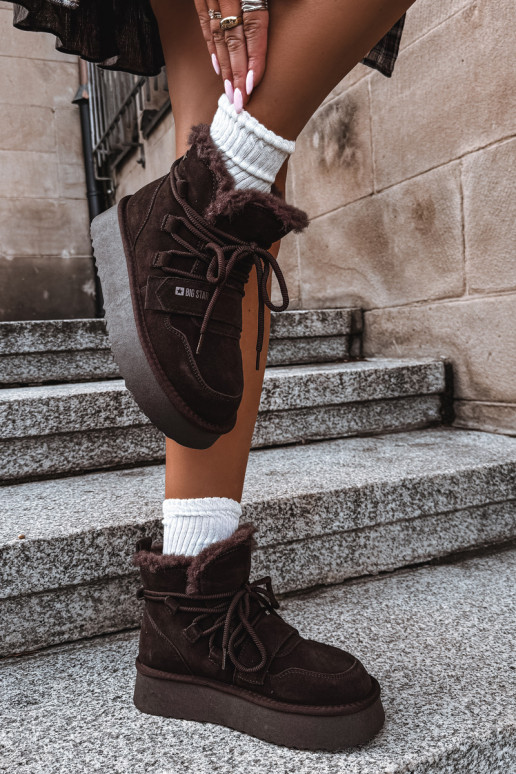 Dames suede sneeuwlaarzen chocolade Big Star