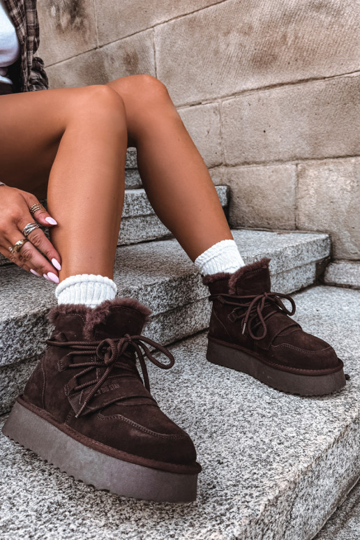Dames suede sneeuwlaarzen chocolade Big Star