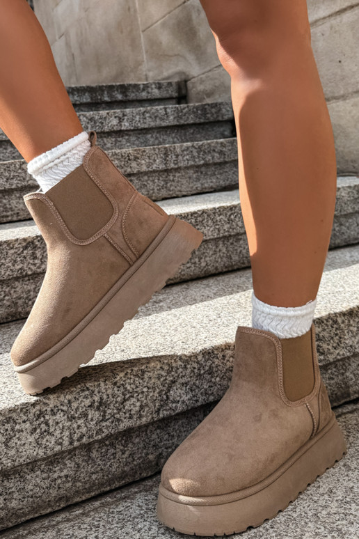 sneeuwschoenen voor dames met platform Big Star UU274173 in zandkleur