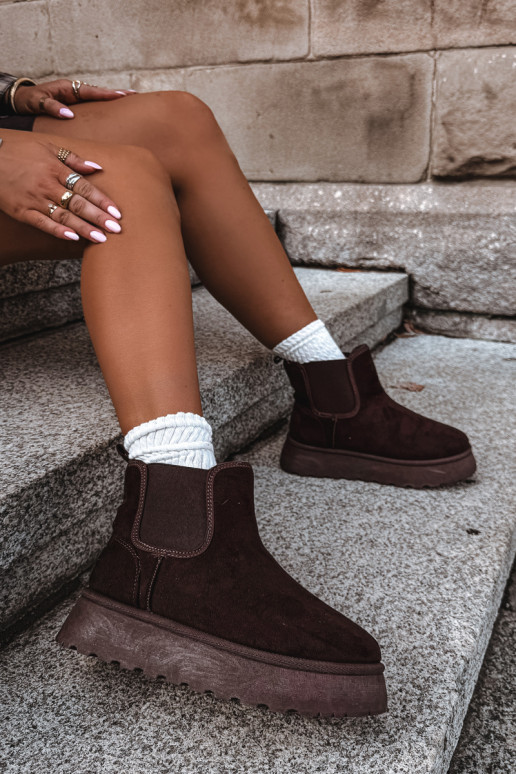 sneeuwschoenen voor dames met platform Big Star UU274174 in chocoladekleur