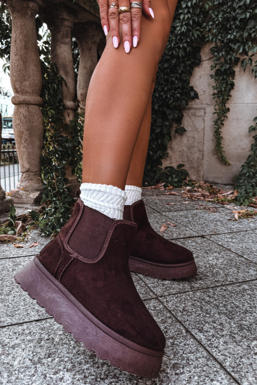 sneeuwschoenen voor dames met platform Big Star UU274174 in chocoladekleur