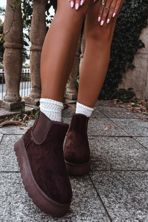 sneeuwschoenen voor dames met platform Big Star UU274174 in chocoladekleur