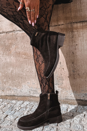 natuurlijke suede geïsoleerde laarzen voor dames Big Star UU274602 in chocoladekleur