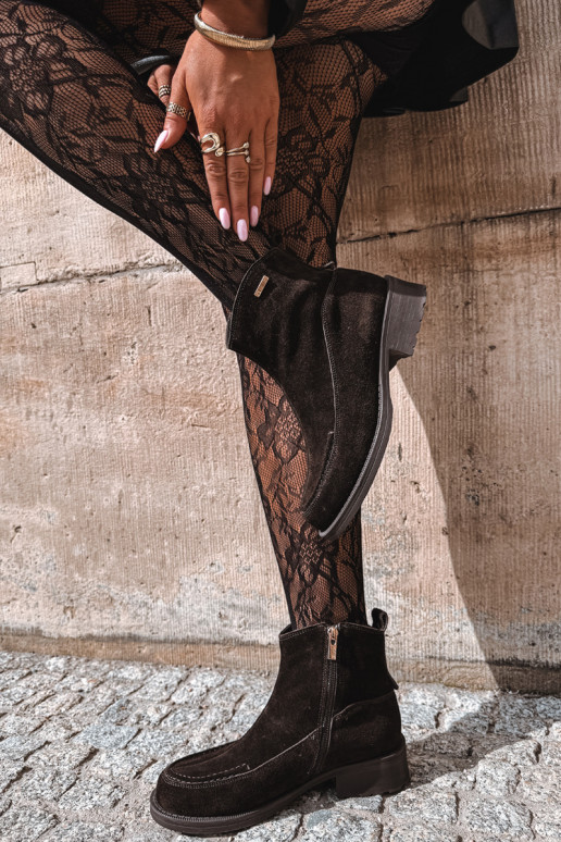 natuurlijke suede geïsoleerde laarzen voor dames Big Star UU274602 in chocoladekleur