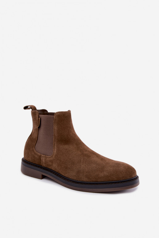 stijlvolle enkellaarsjes voor mannen van faux suede Big Star UU174277 in khaki