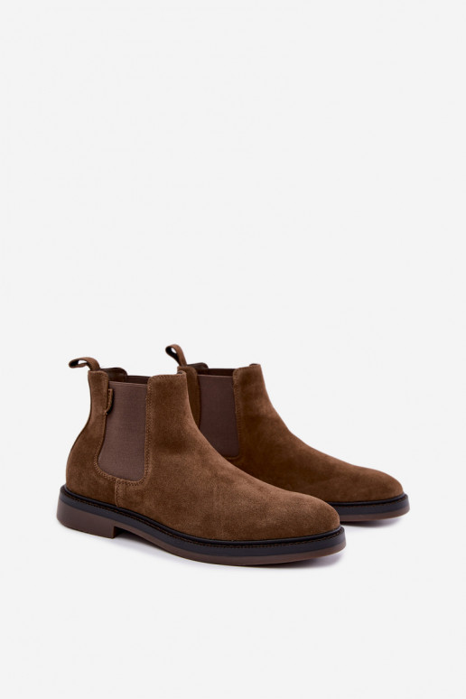 stijlvolle enkellaarsjes voor mannen van faux suede Big Star UU174277 in khaki