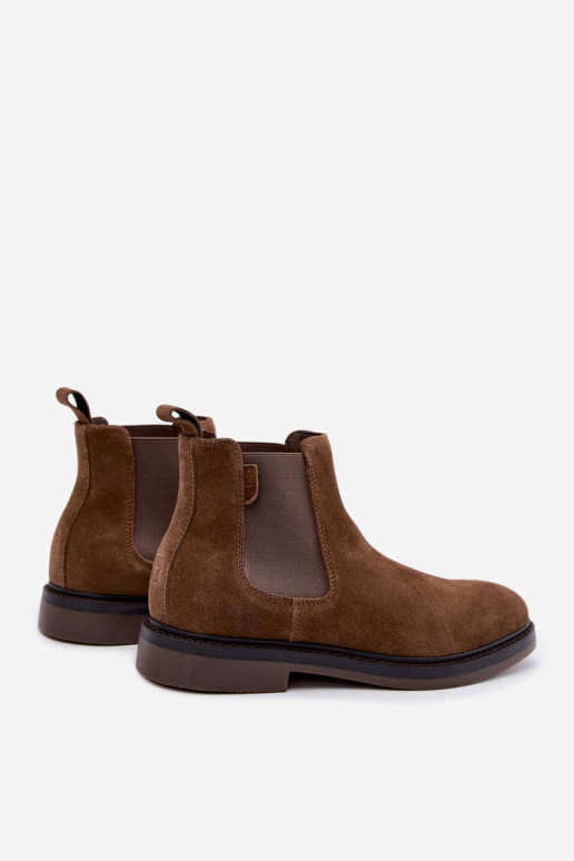 stijlvolle enkellaarsjes voor mannen van faux suede Big Star UU174277 in khaki