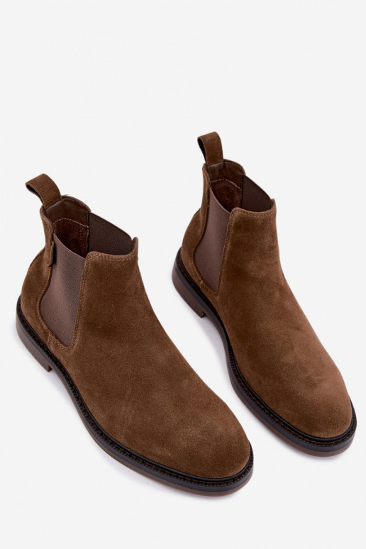 stijlvolle enkellaarsjes voor mannen van faux suede Big Star UU174277 in khaki
