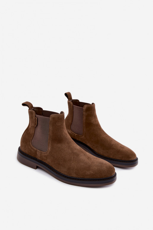 stijlvolle enkellaarsjes voor mannen van faux suede Big Star UU174277 in khaki