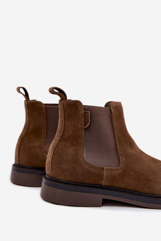 stijlvolle enkellaarsjes voor mannen van faux suede Big Star UU174277 in khaki