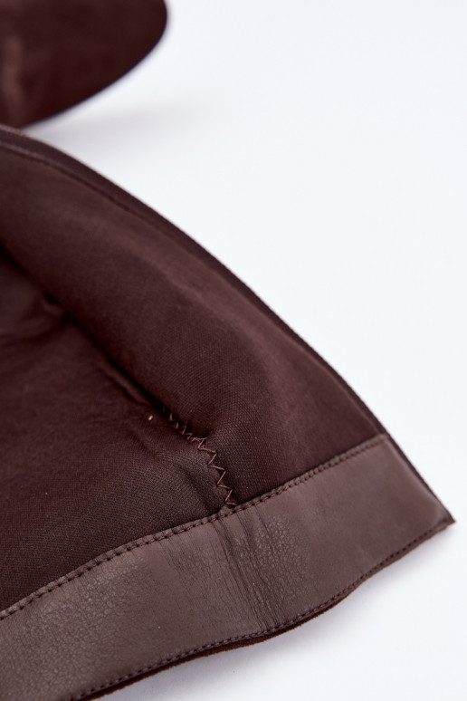 Dames lange laarzen met hakken gevoerd S.Barski HY62-8131 chocolade