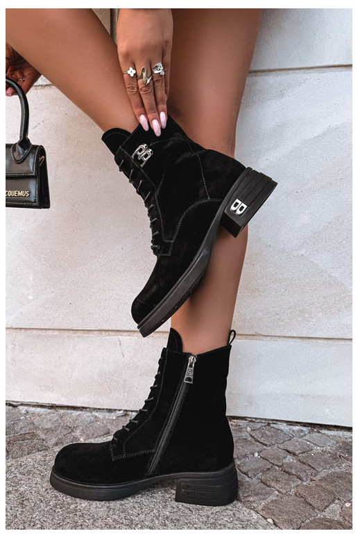 Warme dameschoenen van faux suede in zwart Vinceza 67044