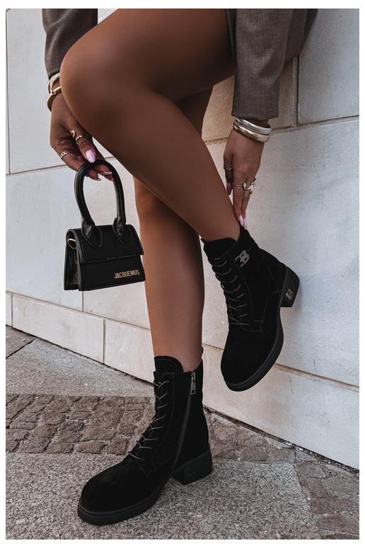 Warme dameschoenen van faux suede in zwart Vinceza 67044