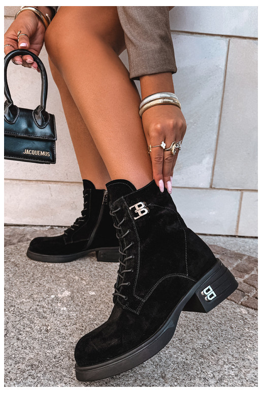Warme dameschoenen van faux suede in zwart Vinceza 67044