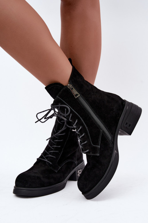 Warme dameschoenen van faux suede in zwart Vinceza 67044
