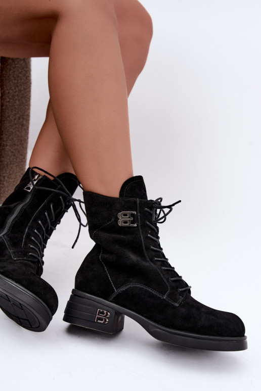Warme dameschoenen van faux suede in zwart Vinceza 67044
