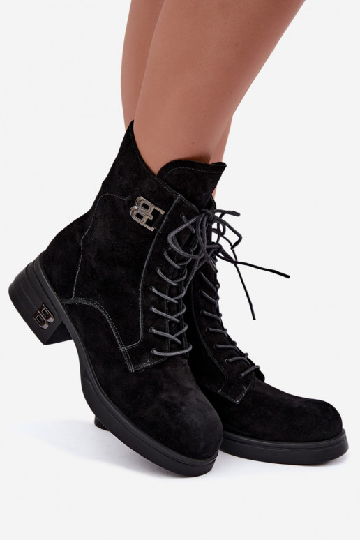 Warme dameschoenen van faux suede in zwart Vinceza 67044