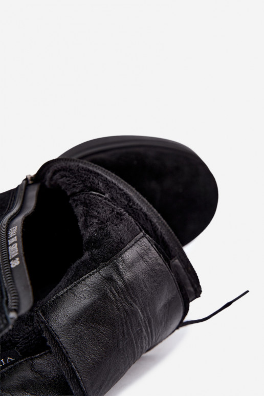 Warme dameschoenen van faux suede in zwart Vinceza 67044