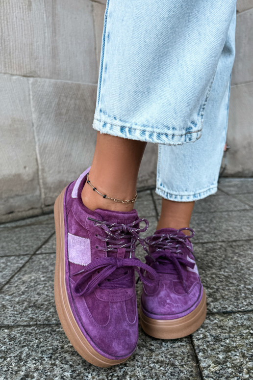 Paarse dames sneakers van faux suede met isolatie Big Star UU274772