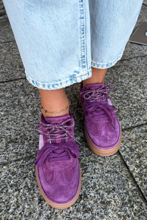 Paarse dames sneakers van faux suede met isolatie Big Star UU274772