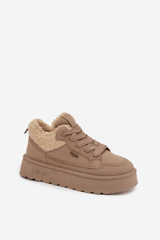 Dames sneeuwlaarzen met platform en bont Big Star SS274105 zandkleur