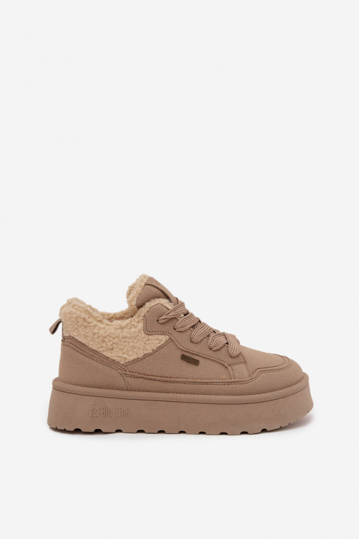 Dames sneeuwlaarzen met platform en bont Big Star SS274105 zandkleur