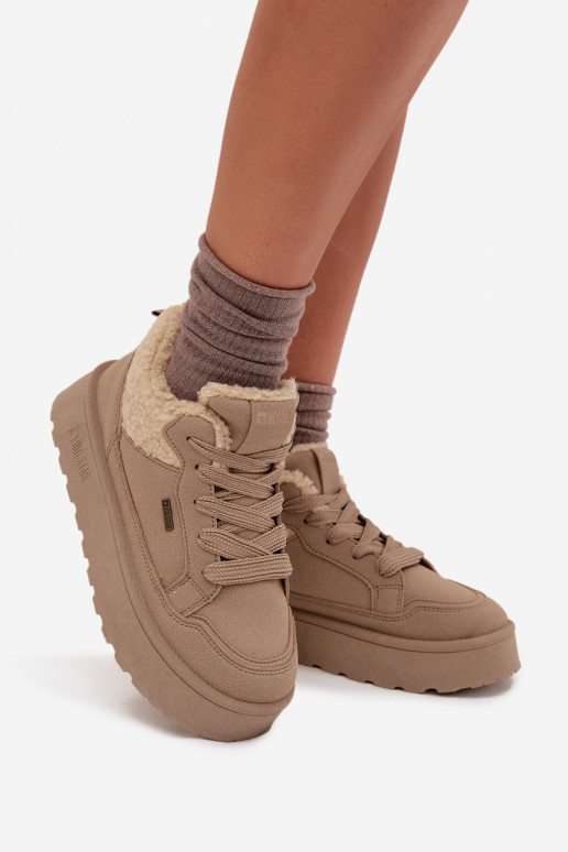 Dames sneeuwlaarzen met platform en bont Big Star SS274105 zandkleur