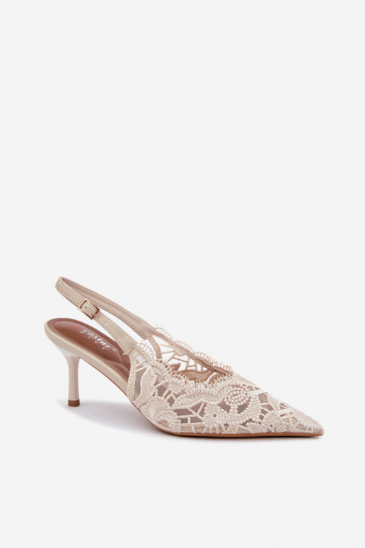 Lace-up sandalen met dunne hakken in ivoorkleur Talmeria