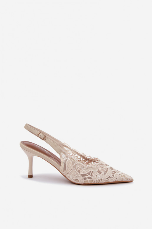 Lace-up sandalen met dunne hakken in ivoorkleur Talmeria