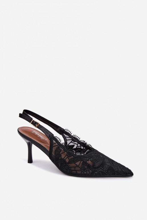 Lace-up sandalen met dunne hakken in zwart Talmeria