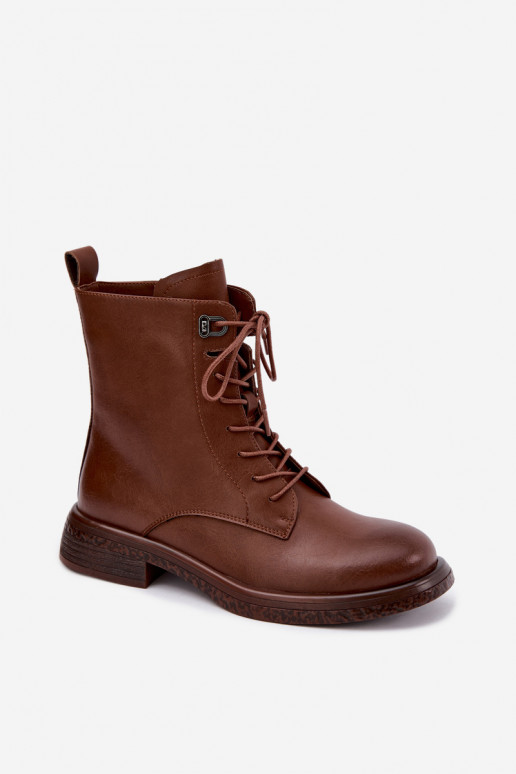 Geïsoleerde leren enkellaarsjes Tai turiciejka K7751-29 in bruin