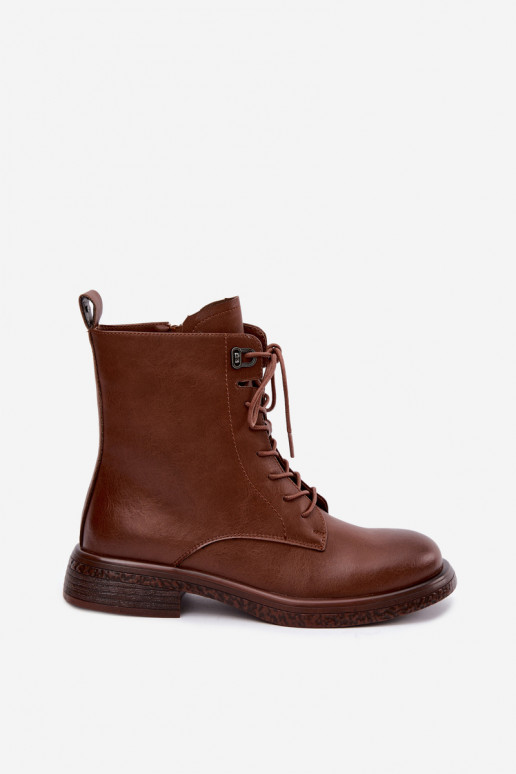 Geïsoleerde leren enkellaarsjes Tai turiciejka K7751-29 in bruin