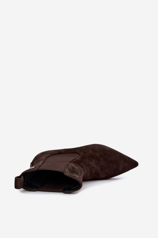 Geïsoleerde suède laarzen met hakken Tai turiciejka K7756-02 in chocolade