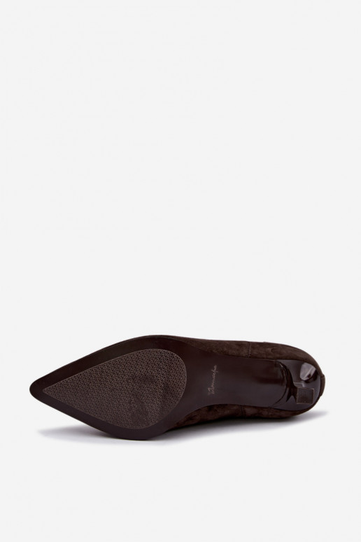 Geïsoleerde suède laarzen met hakken Tai turiciejka K7756-02 in chocolade