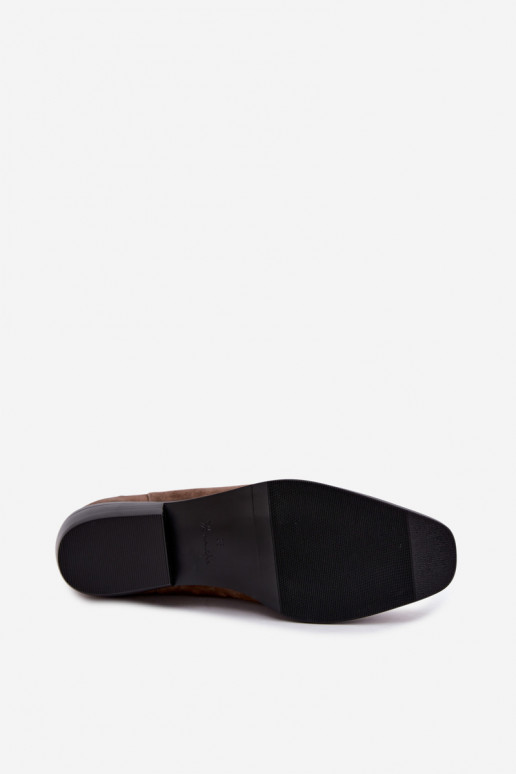 Geïsoleerde stijlvolle enkellaarsjes van faux suede Tai turiciejka K7758-04 in zandkleur