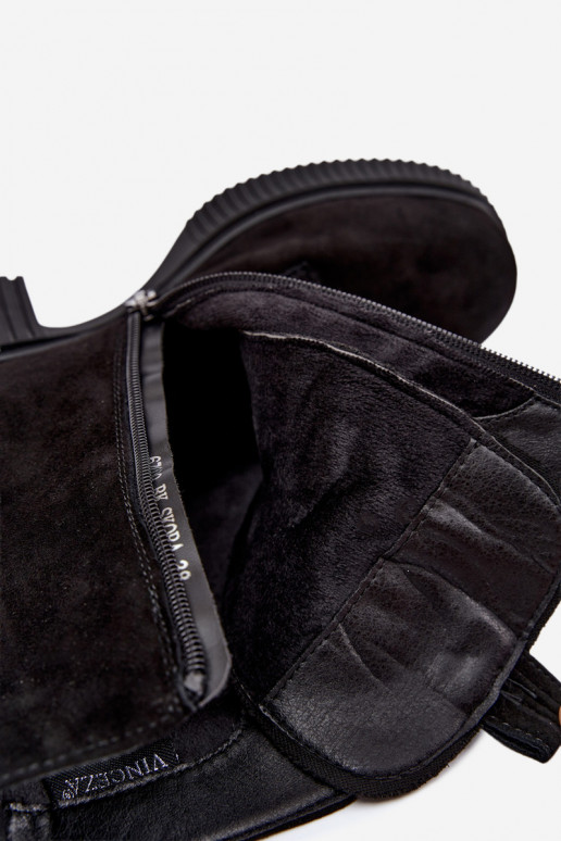 Geïsoleerde suède enkellaarsjes Klocke Tai turiciejka K7675-23 in zwart