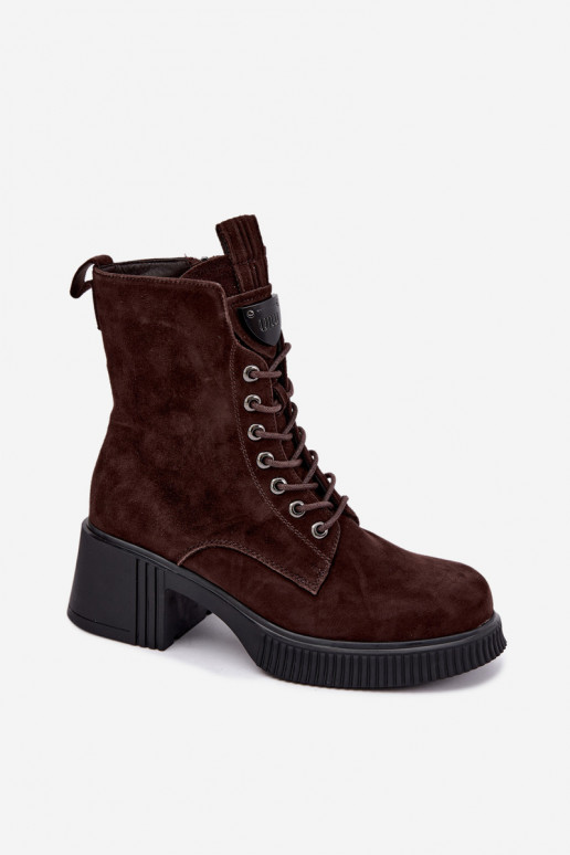 Geïsoleerde suède enkellaarsjes Klocke Tai turiciejka K7675-29 in chocolade