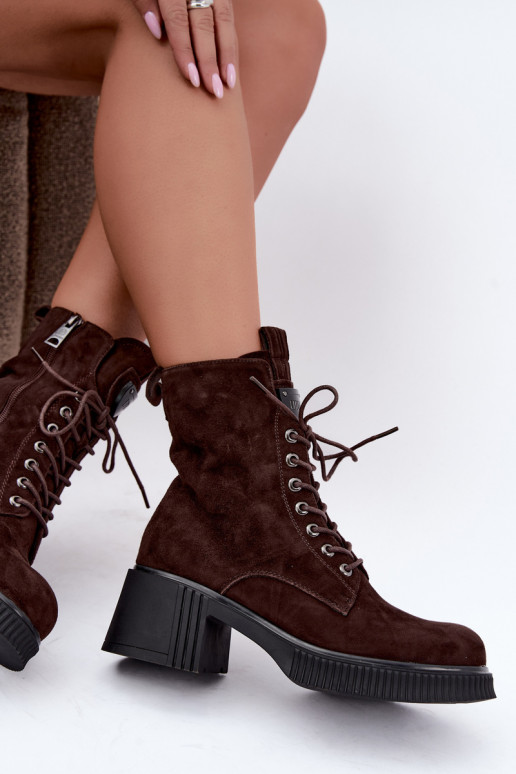 Geïsoleerde suède enkellaarsjes Klocke Tai turiciejka K7675-29 in chocolade