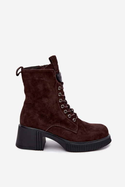 Geïsoleerde suède enkellaarsjes Klocke Tai turiciejka K7675-29 in chocolade