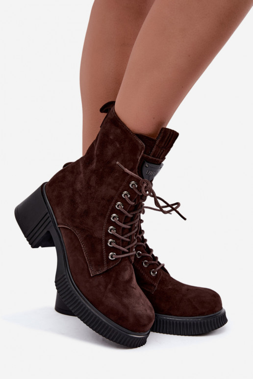Geïsoleerde suède enkellaarsjes Klocke Tai turiciejka K7675-29 in chocolade