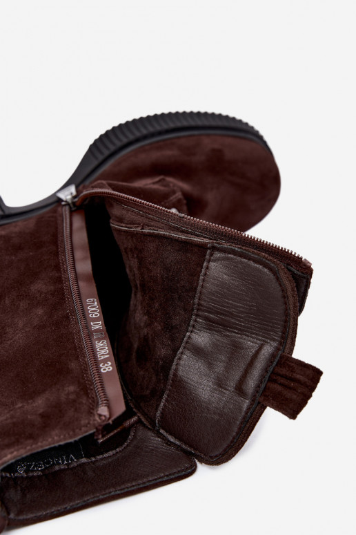 Geïsoleerde suède enkellaarsjes Klocke Tai turiciejka K7675-29 in chocolade