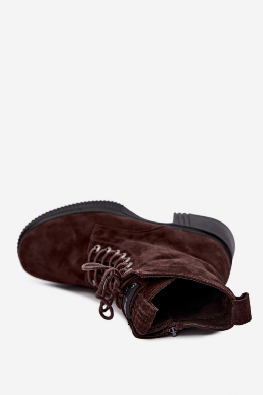 Geïsoleerde suède enkellaarsjes Klocke Tai turiciejka K7675-29 in chocolade