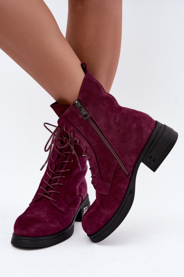 Faux suede gevoerde dameslaarzen Vinceza 67044 bordeaux