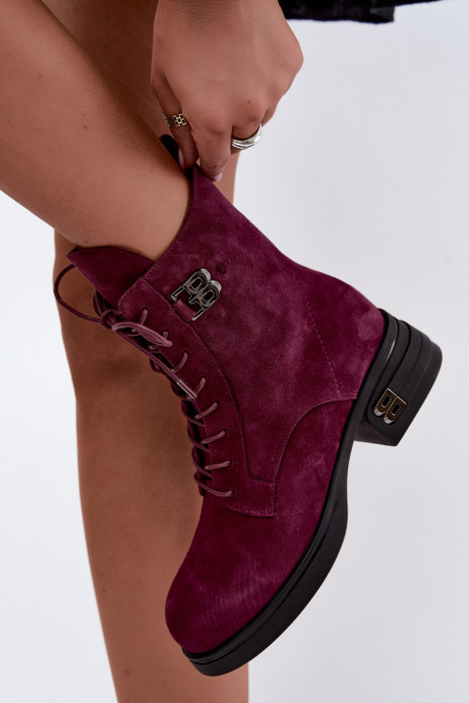 Faux suede gevoerde dameslaarzen Vinceza 67044 bordeaux